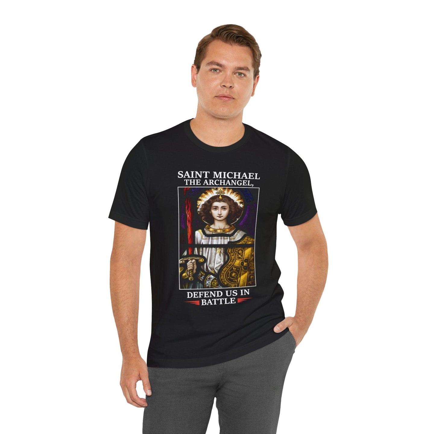 Saint Michael Stained Glass Unisex Tee